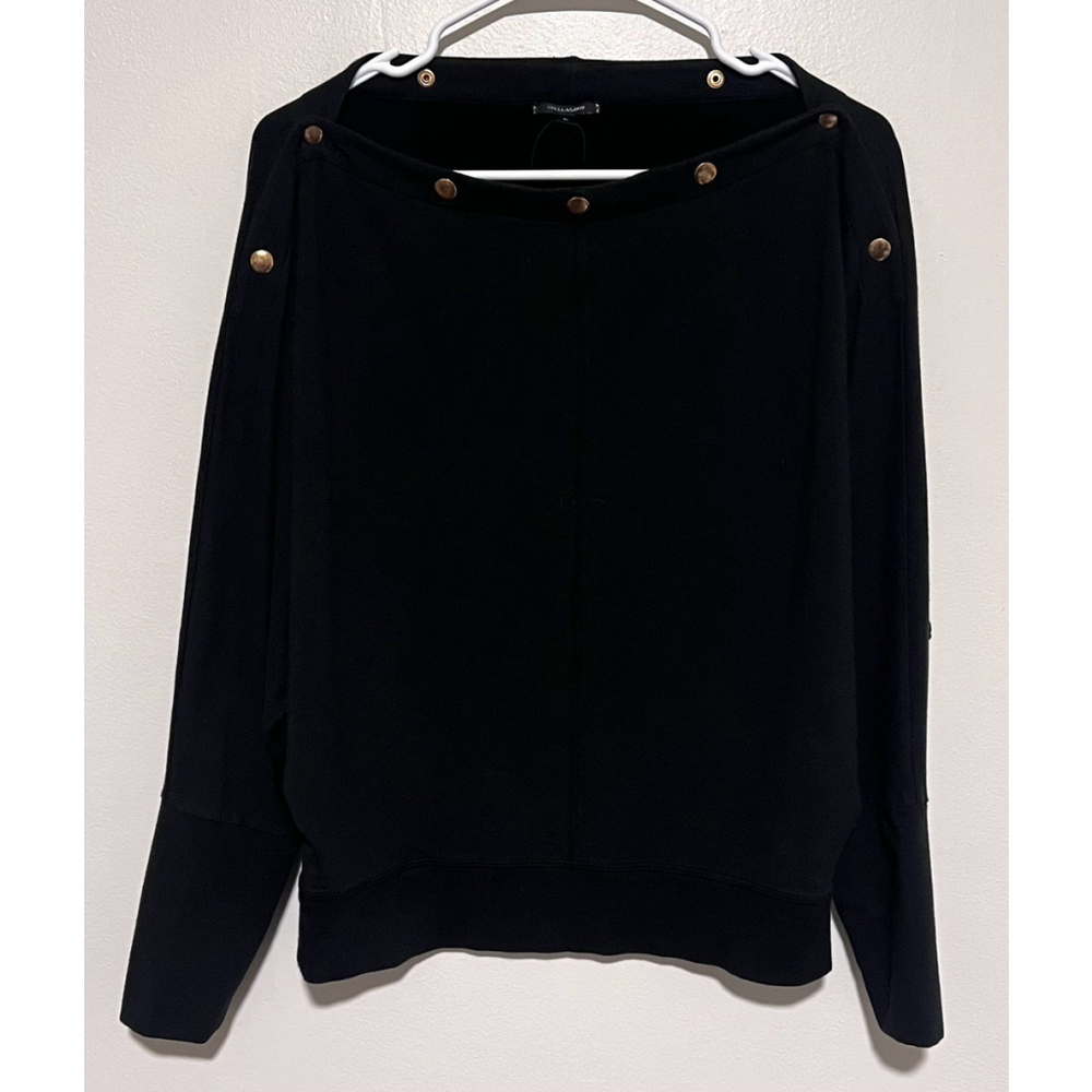 Stella & Dot The Weekend Top Women’s Large Black Dolman Sleeve Gold Snaps NWOT